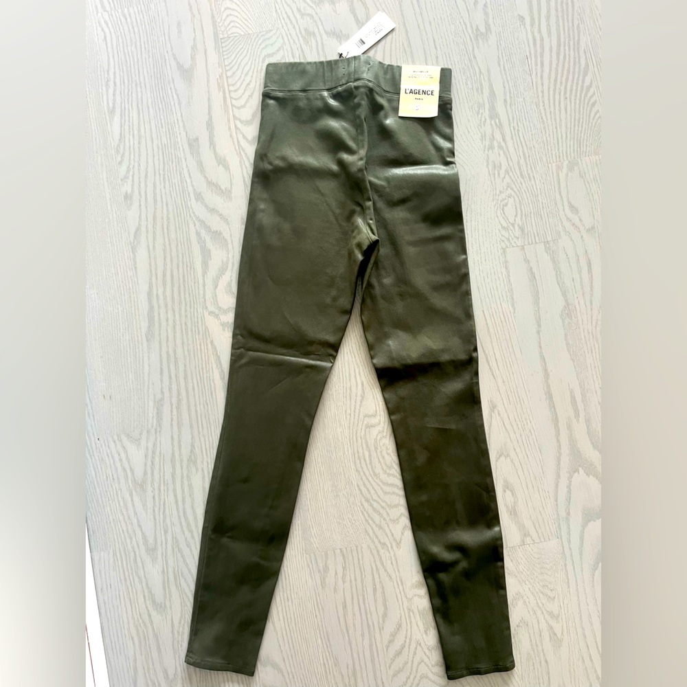 NEW WITH TAGS L’AGENCE ARMY GREEN SIZE SMALL ROCHELLE PULL ON COATED JEAN